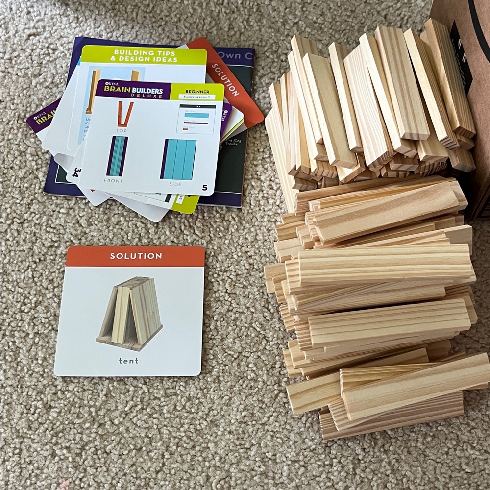 Keva Brain Builders Wooden Building Blocks Set with Cards